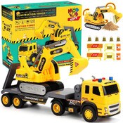 Wholesale - Flatbed Truck & Excavator - 1:12 Large Push & Go Toy Truck w/Lights & Sounds C/P 8, UPC: 738246426673